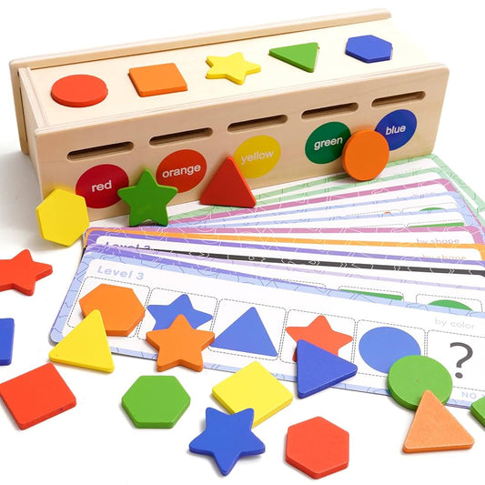 Wooden Shape Sorter Toy for Children, Stacking&Color Sorting Educational Blocks